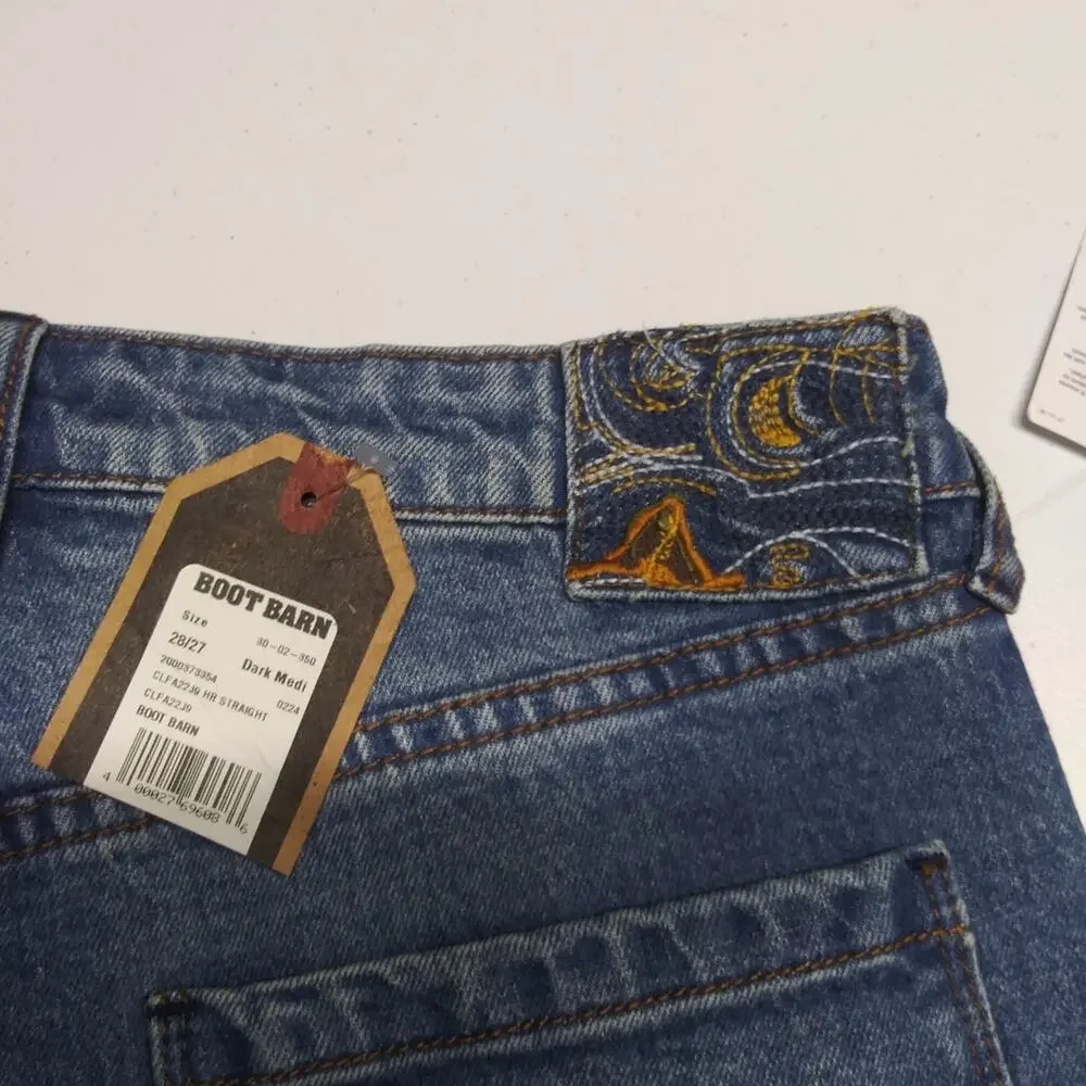 Cleo + Wolf Women's High Rise Straight Dark Wash Button Fly Denim Jean Size 28 - Picture 13 of 13